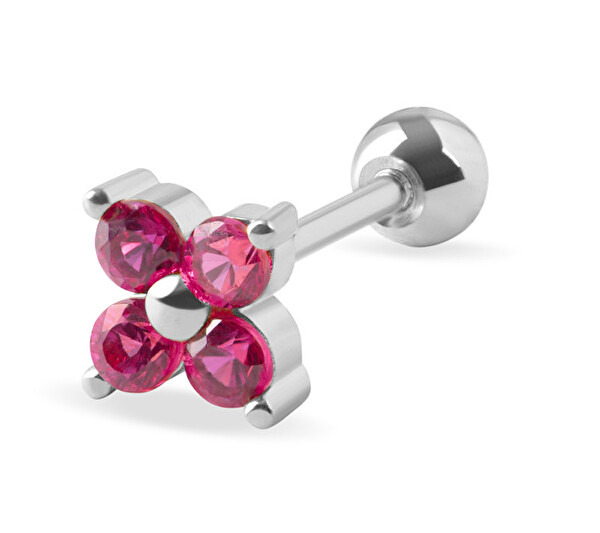 Troli Troli Cercel piercing delicat cu cristale fucsia