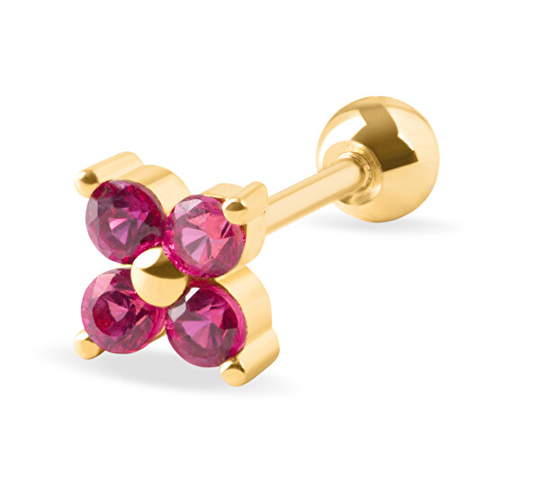 Troli Troli Cercel piercing delicat placat cu aur cu cristale fucsia