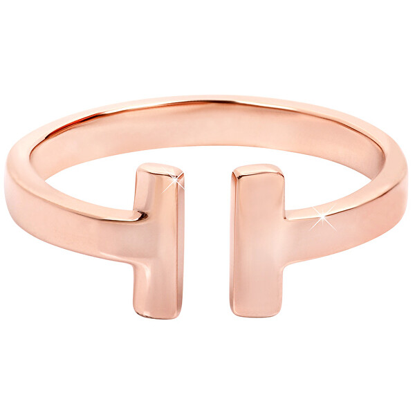 Troli Otevřený růžově pozlacený prsten z oceli 52 mm