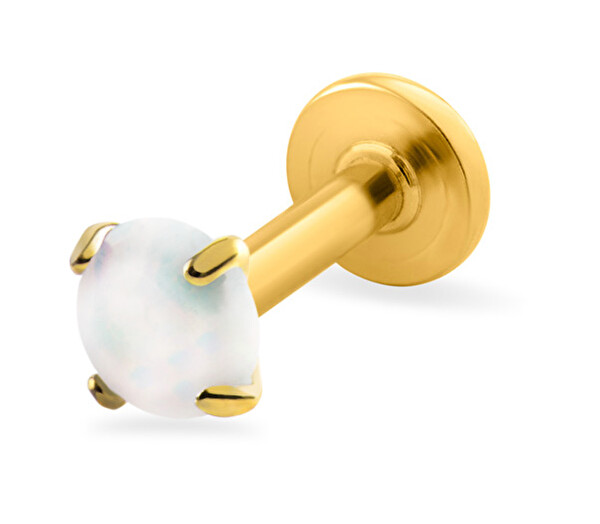 Troli Troli Aranyozott labret piercing fehér szintetikus opállal 0,3 cm