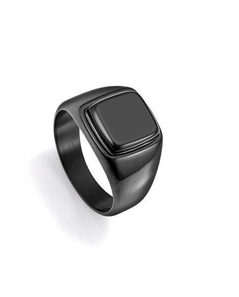 Viceroy Čierny oceľový prsteň s achátom Beat 75375A02 64 mm