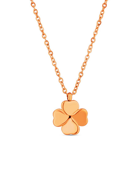 Vuch Slušivý pozlátený náhrdelník Štvorlístok Fouria Rose Gold