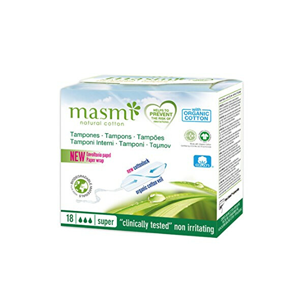 Masmi Tampóny z organické bavlny MASMI Super 18 ks