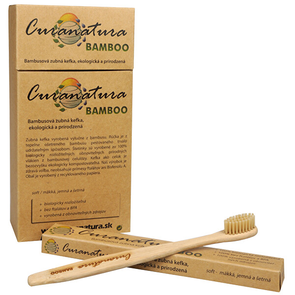 Curanatura Zdravý zubní kartáček Curanatura 12 ks Bamboo - zelená volba