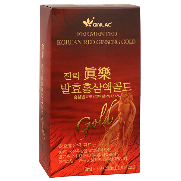 GINLAC Fermented Red Ginseng Power Drink GOLD - ženšenový nápoj 5 x 40 ml