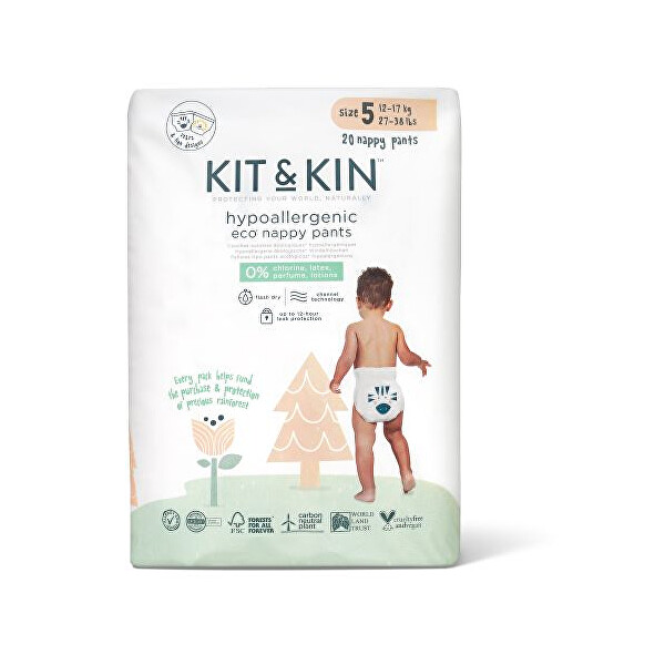 Kit & Kin Kit & Kin ekologické plenkové kalhotky (pull-ups), velikost 5 (20 ks), 12 - 17 kg