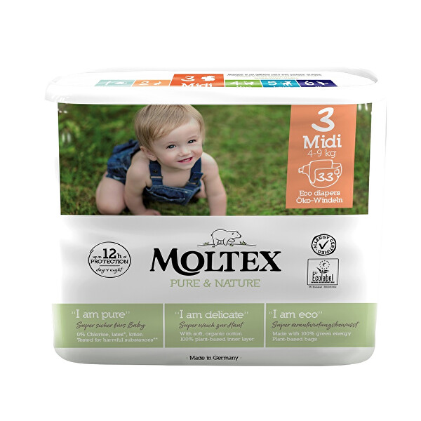 Moltex Pure & Nature Plenky Moltex Pure & Nature Midi 4-9 kg  (33 ks)