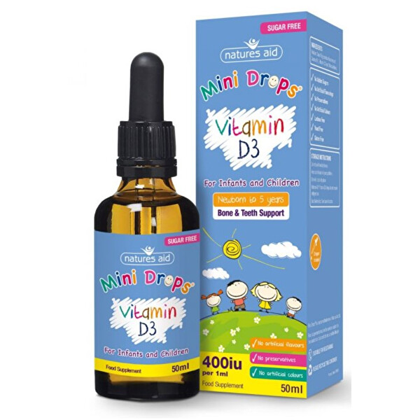Natures Aid Vitamin D3 kapky pro děti (400iu) – 50 ml