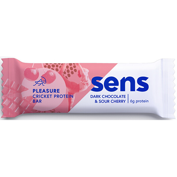 SENS SENS Pleasure Protein tyčinka s cvrččí moukou - Tmavá čokoláda & Višeň 40 g