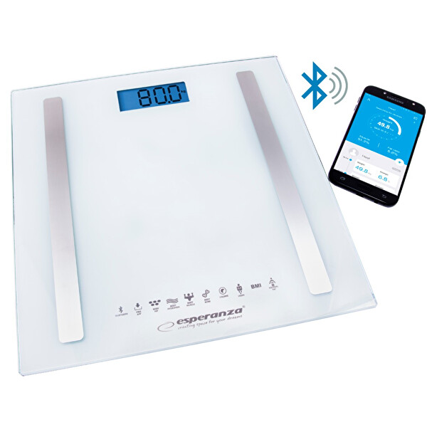 Esperanza Osobní elektronická a diagnostická váha 8v1 s bluetooth B fit Scale - bílá - SLEVA - poškozená krabička