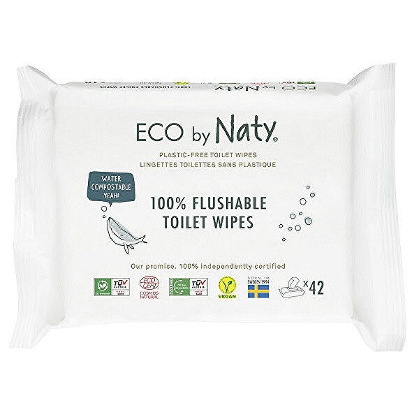 Eco by Naty ECO vlhčené splachovatelné ubrousky s funkcí toaletního papíru Naty bez vůně  (42 ks)