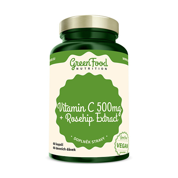 GreenFood Nutrition Vitamin C 500 + Extrakt ze šípků 60 kapslí