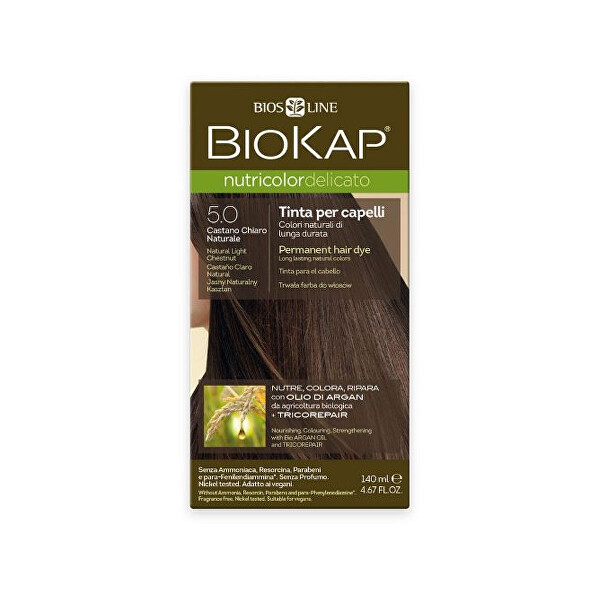 Biokap NUTRICOLOR DELICATO - Barva na vlasy - 5.0 Kaštanová přírodní světlá 140 ml