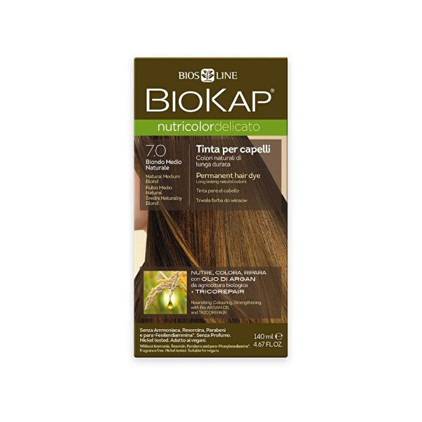 Biokap NUTRICOLOR DELICATO - Barva na vlasy - 7.0 Blond přírodní střední 140 ml