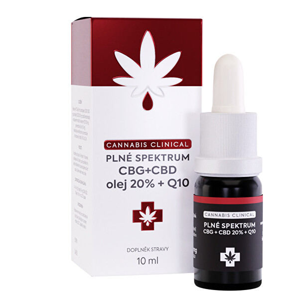 Cannabis Clinical Plné spektrum CBG + CBD olej 20% + Q10 10 ml