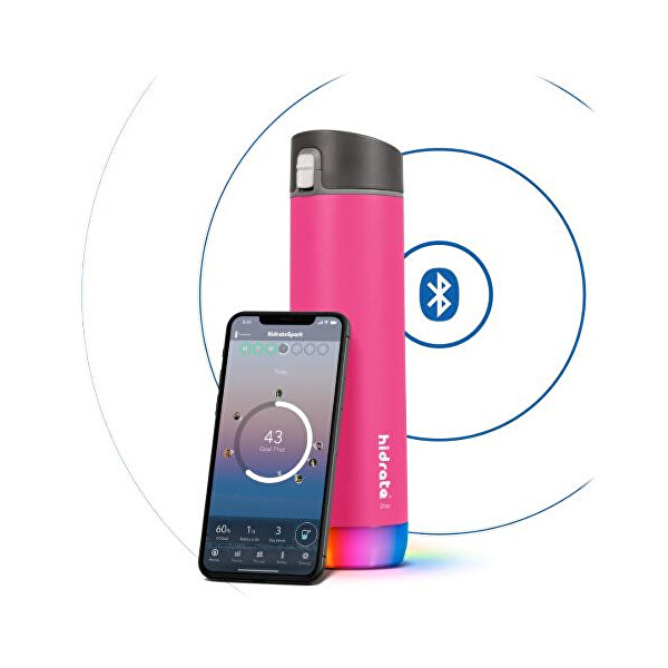 HidrateSpark Nerezová chytrá lahev 620 ml, Bluetooth tracker, růžová