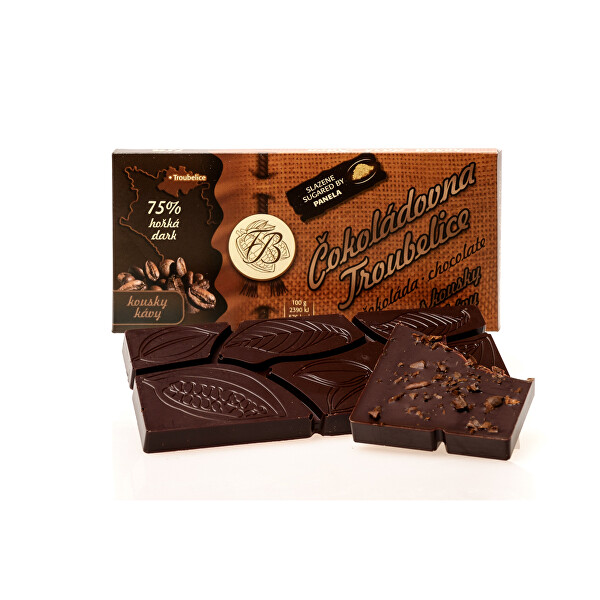 Čokoládovna Troubelice Hořká čokoláda s kávovými zrny 75% 45 g