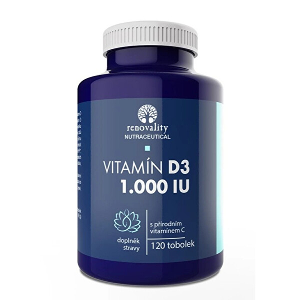 Renovality Renovality Vitamín D3 1.000 IU obohacený přírodním vitamínem C 120 tobolek
