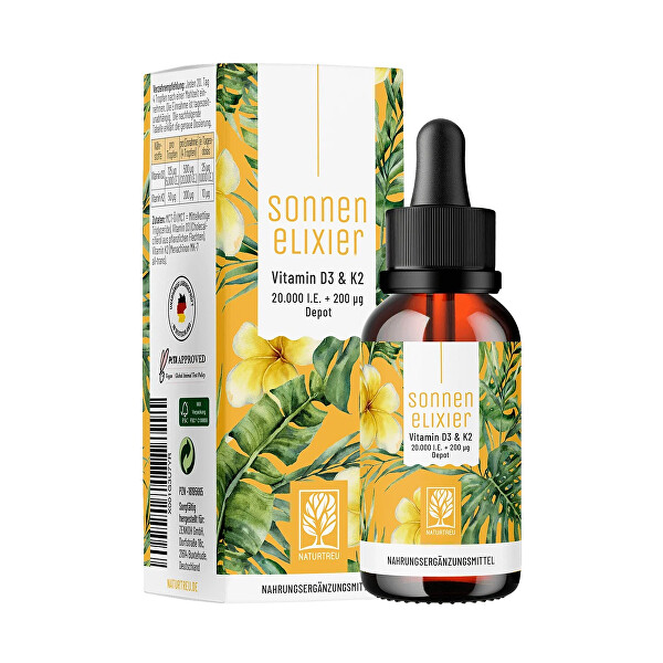 Naturtreu Slnečný elixír Vitamín D3 a K2 MK7 vegán kvapky 30 ml