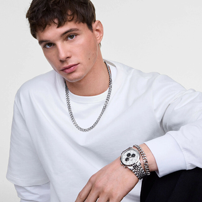 Iconic 42 Chronograph Arch 5-Link Off-White Panda Silver DW00100872