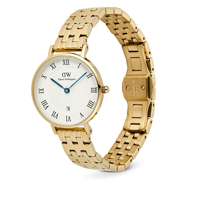 Daniel Wellington Petite 28 Roman Numerals Date 5-Link White Gold DW00100857