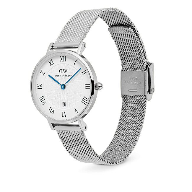 Daniel Wellington Petite 28 Roman Numerals Date Sterling White Silver DW00100858