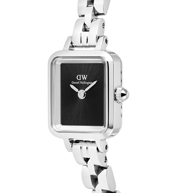Daniel Wellington Quadro Mini 15.4x18.2 Arch 3-Link Onyx Sunray Silver DW00100845