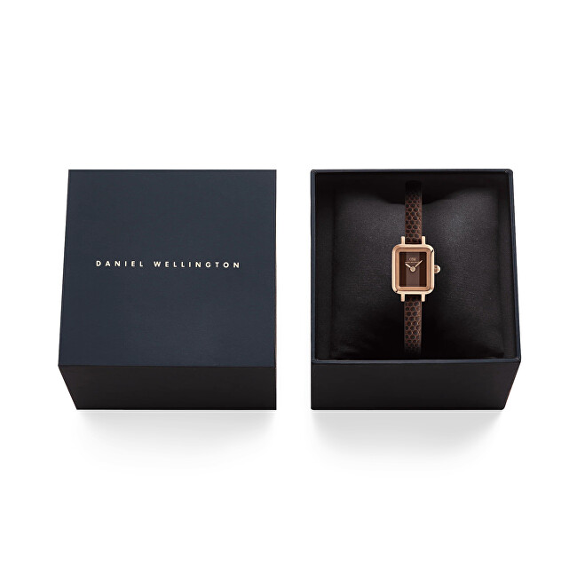 Daniel Wellington Quadro Mini 15.4x18.2 Brown Lizard Padstow RG DW00100959 analogové