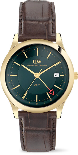 Daniel Wellington Pathfinder GMT 39 Brown-Croc Green G DW00100974 analogové