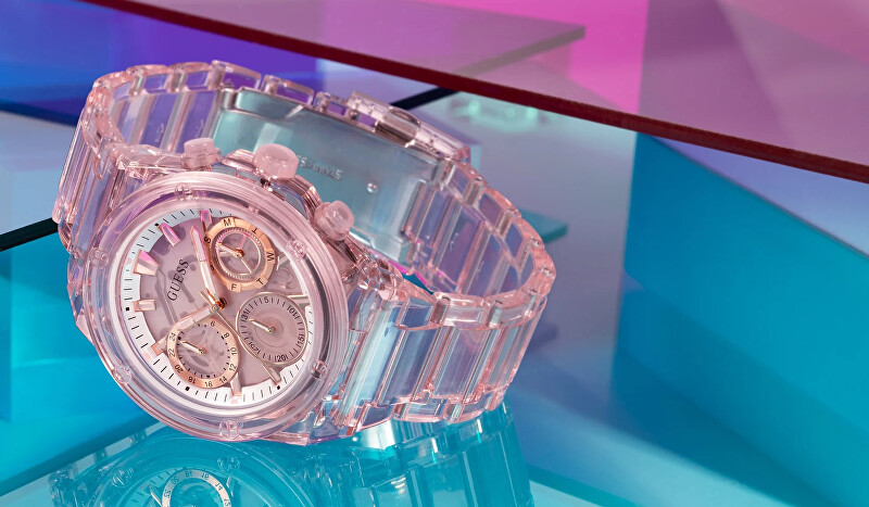 Guess Athena Eco-Friendly Pink Bio-Based GW0438L2 analogové
