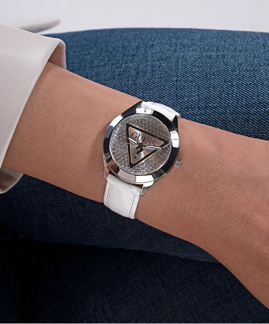 Ladies White Silver Tone Analog Watch GW0745L3