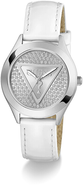 Ladies White Silver Tone Analog Watch GW0745L3