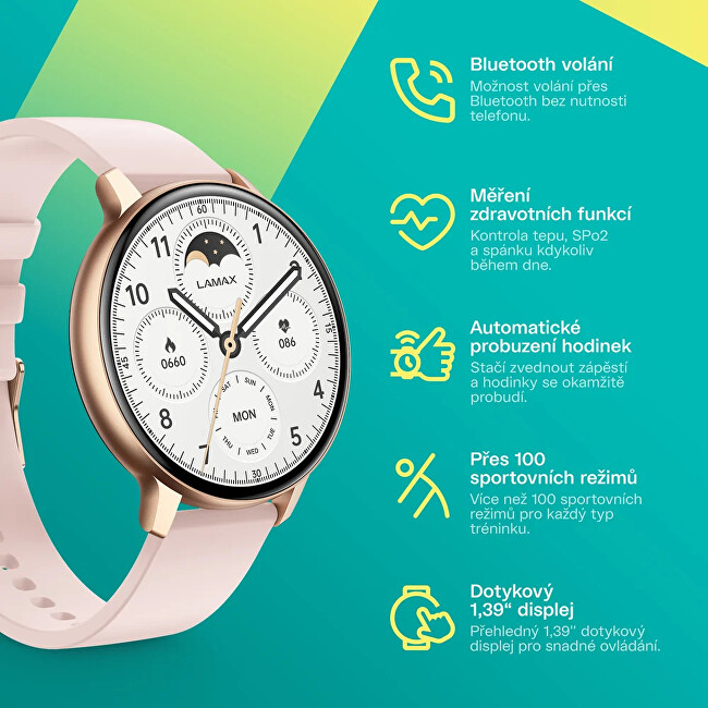 LAMAX Dárkový set Aura Rose Gold 8596687004001 + náhradní řemínek