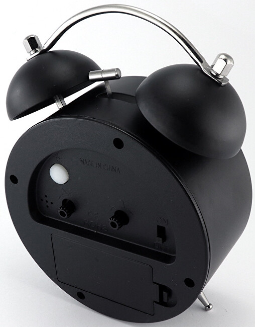 Analogový kovový budík MPM Happy Morning - černý C01.4056.90