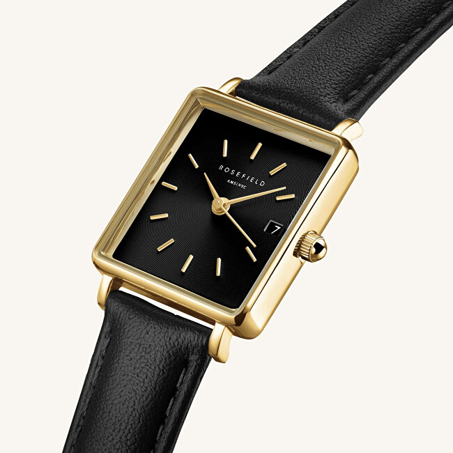 Rosefield Boxy XS Black Black Leather Gold QBBLG-Q53 analogové