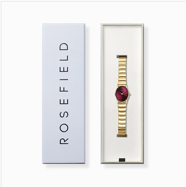 Rosefield Oval Burgundy Half-moon Steel Gold OVGSG-OV15 analogové