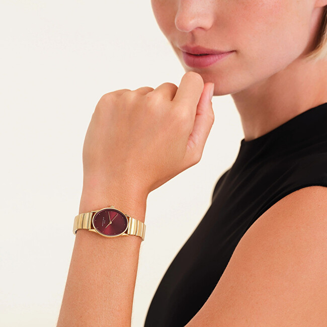 Rosefield Oval Burgundy Half-moon Steel Gold OVGSG-OV15 analogové