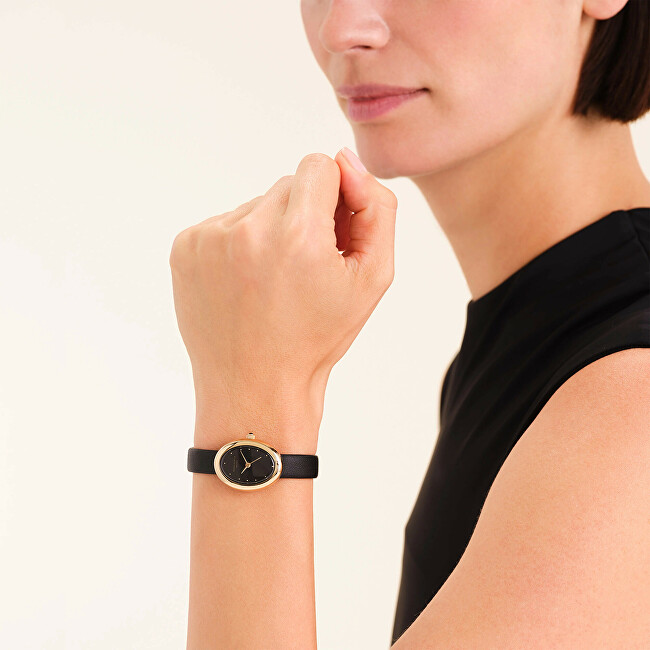 Ovale Black Matte Black Leather Gold OVBGLG-OV18