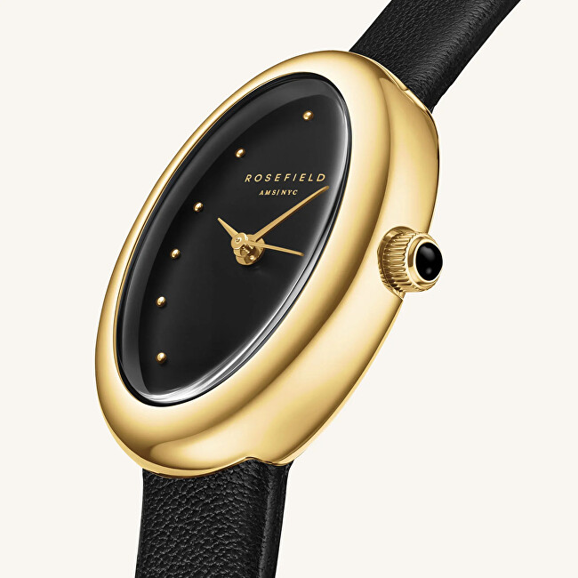 Ovale Black Matte Black Leather Gold OVBGLG-OV18