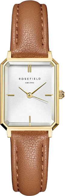 Rosefield Octagon XS White Light Brown Leather Gold OWBLG-O85 analógové
