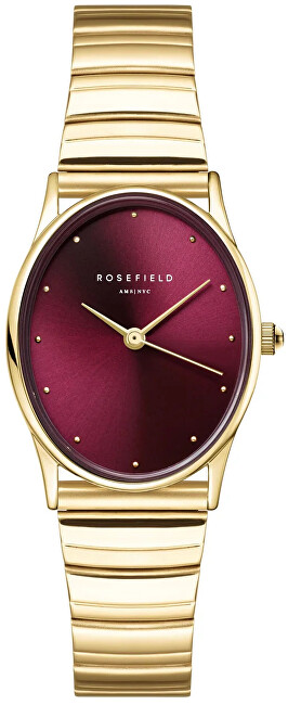 Rosefield Oval Burgundy Half-moon Steel Gold OVGSG-OV15 analogové