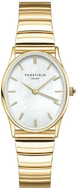 The Oval White MOP Half-Moon Steel Gold OVWGSG-OV16
