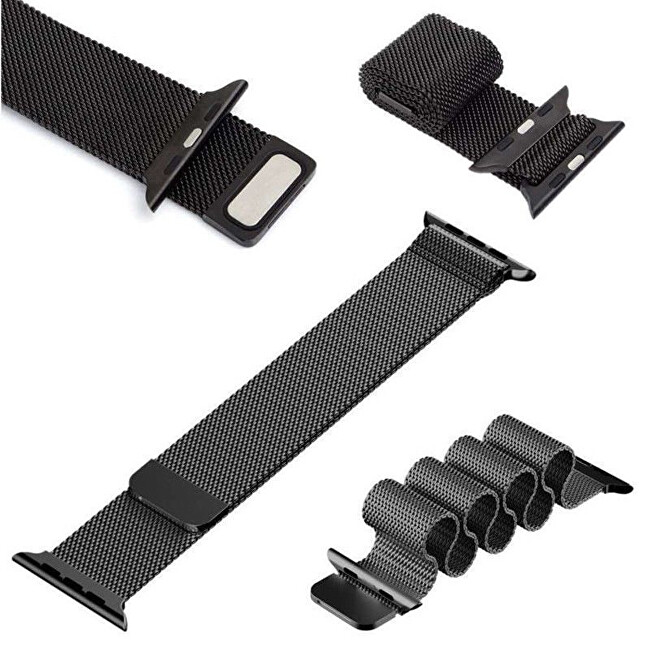 Ocelový milánský tah pro Apple Watch - Černý 38/40/41 mm