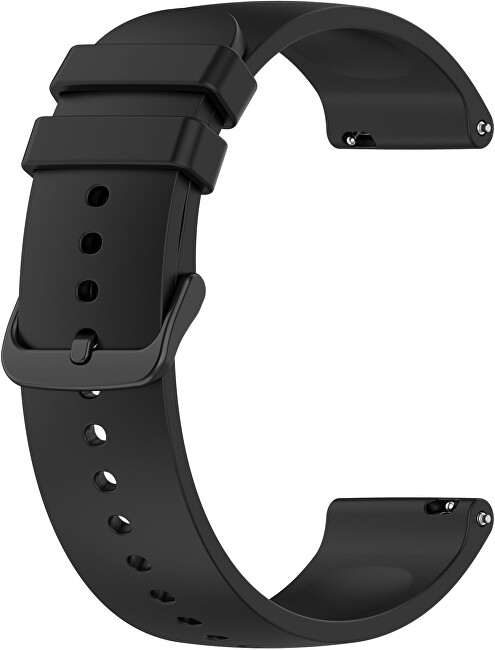 Univerzální silikonový řemínek s černou sponou 20 mm - Black