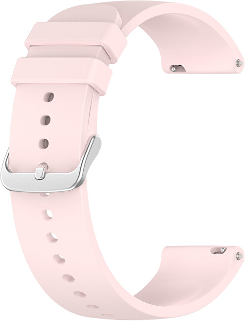 Univerzální silikonový řemínek se stříbrnou sponou 20 mm - Pink