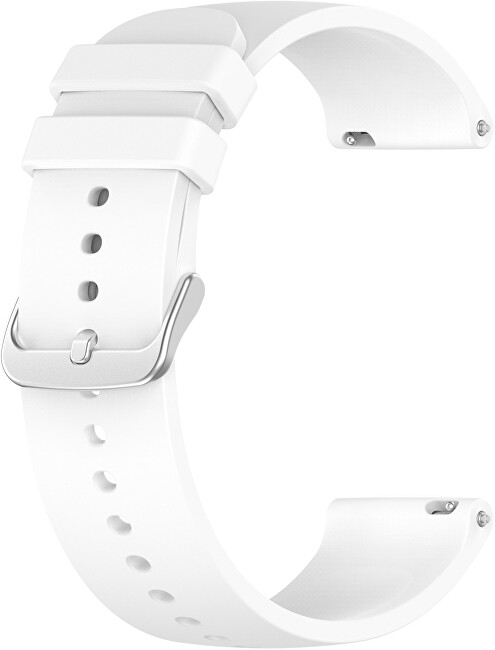 Univerzální silikonový řemínek se stříbrnou sponou 20 mm - White