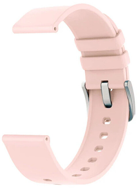 Univerzální silikonový řemínek se stříbrnou sponou 22 mm - Pink