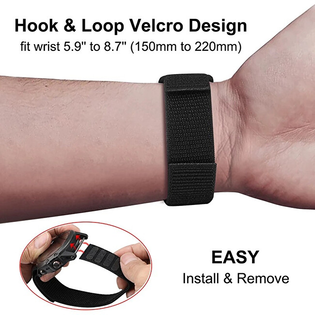 Nylon Loop řemínek pro Garmin Fenix 7/6/5/Forerunner 935/945 - 22 mm - Black