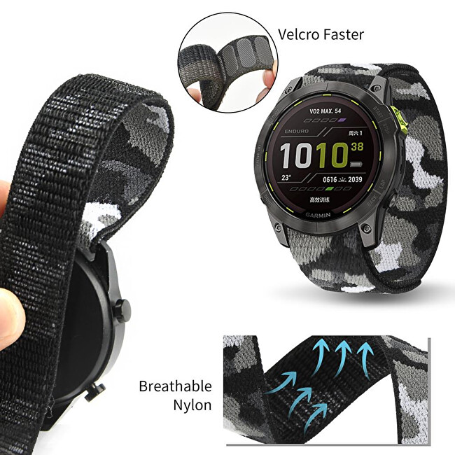 Nylonový Loop řemínek pro Garmin Fenix 7S/6S/5S - 20 mm - Black