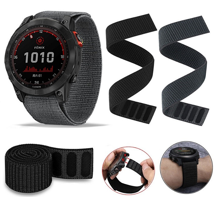 Nylonový Loop řemínek pro Garmin Fenix 7S/6S/5S - 20 mm - Black